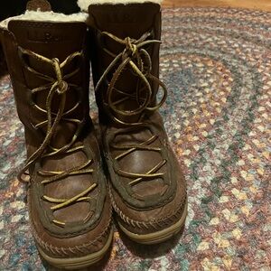 L.L. Bean women’s tall, leather moccasin boots / slippers.